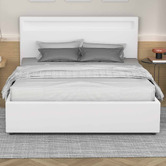 Hoxton Room White Caledon PU Leather Gas Lift Storage Bed with LED