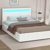 Hoxton Room White Caledon Boucle Gas Lift Storage Bed with LED