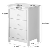 Hoxton Room Geoffrey 3 Drawer Bedside Table