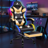 Hoxton Room Delina LED Massage &amp; Gaming Chair with Footrest