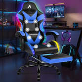 Hoxton Room Delina LED Massage &amp; Gaming Chair with Footrest