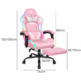 Hoxton Room Delina LED Massage &amp; Gaming Chair with Footrest