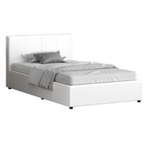 Hoxton Room White Hudson Faux Leather Gas Lift Storage Bed