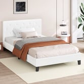 Hoxton Room White Vernon Faux Leather Bed Frame