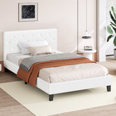 Hoxton Room White Vernon Faux Leather Bed Frame