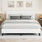 Hoxton Room White Vernon Faux Leather Bed Frame
