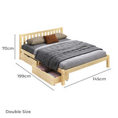 Hoxton Room Natural Hazel Pine Wood Bed with Underbed Storage