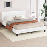 Hoxton Room White Vernon Faux Leather Bed Frame