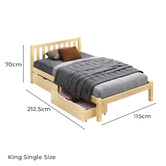 Hoxton Room Natural Hazel Pine Wood Bed with Underbed Storage
