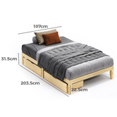 Hoxton Room Kiri Pine Wood Bed with Underbed Storage