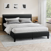 Hoxton Room Black Kyle Faux Leather Bed