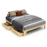 Hoxton Room Kiri Pine Wood Bed Base with Underbed Storage