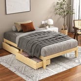 Hoxton Room Kiri Pine Wood Bed Base with Underbed Storage