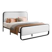 Hoxton Room White Stephan Faux Leather Bed Frame