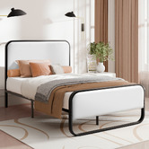 Hoxton Room White Stephan Faux Leather Bed Frame
