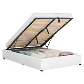 Hoxton Room White Tiago Faux Leather Gas Lift Bed Base