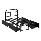 Hoxton Room Black Lee Platform Bed with Underbed Storage