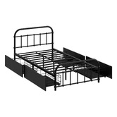Hoxton Room Black Lee Platform Bed with Underbed Storage