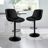 Hoxton Room Black Nunnally Faux Leather Adjustable Bar Stool