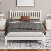 Hoxton Room White Carmilla Pine Wood Bed Frame