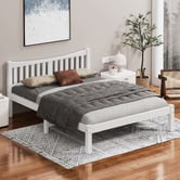Hoxton Room White Carmilla Pine Wood Bed Frame