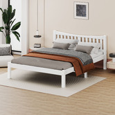 Hoxton Room White Carmilla Pine Wood Bed Frame