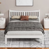 Hoxton Room White Carmilla Pine Wood Bed Frame