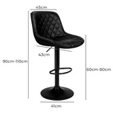 Hoxton Room Black Nunnally Faux Leather Adjustable Bar Stool