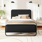 Hoxton Room Black Stephan Faux Leather Bed Frame