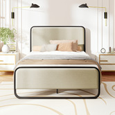 Hoxton Room Beige Stephan Upholstered Bed Frame