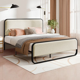 Hoxton Room Beige Stephan Upholstered Bed Frame