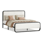 Hoxton Room Stephan Bed Frame &amp; Black Geoffrey Bedside Table Set
