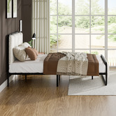 Hoxton Room Stephan Bed Frame &amp; Black Geoffrey Bedside Table Set
