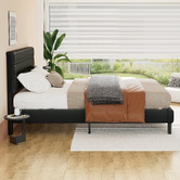 Hoxton Room Black Preston Faux Leather Bed Frame