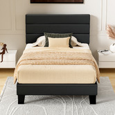 Hoxton Room Black Preston Faux Leather Bed Frame