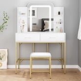 Hoxton Room 2 Piece Eloise LED Dressing Table &amp; Stool Set
