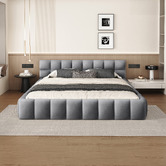 Hoxton Room Grey Ellie May Velvet Platform Bed