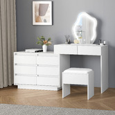 Hoxton Room 2 Piece Phoebe LED Dressing Table &amp; Stool Set