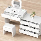 Hoxton Room 2 Piece Phoebe LED Dressing Table &amp; Stool Set