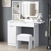 Hoxton Room 2 Piece Sienna LED Dressing Table &amp; Stool Set