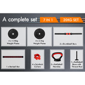Hoxton Room 7 in 1 Wellington 20kg Adjustable Dumbbell Set