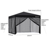 Hoxton Room 3 x 3m Kelvin Mesh Outdoor Pop-Up Gazebo