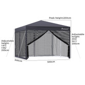 Hoxton Room 3 x 3m Kelvin Mesh Outdoor Pop-Up Gazebo