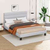 Hoxton Room Light Grey Preston Boucle Bed Frame