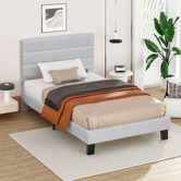 Hoxton Room Light Grey Preston Boucle Bed Frame