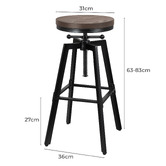 Hoxton Room Adair Elm Wood Adjustable Barstool