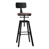 Hoxton Room Adair Elm Wood Adjustable Barstool with Backrest
