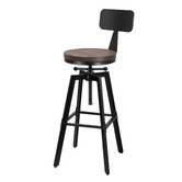 Hoxton Room Adair Elm Wood Adjustable Barstool with Backrest