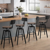 Hoxton Room Adair Elm Wood Adjustable Barstool with Backrest