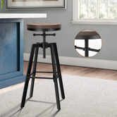 Hoxton Room Adair Elm Wood Adjustable Barstool